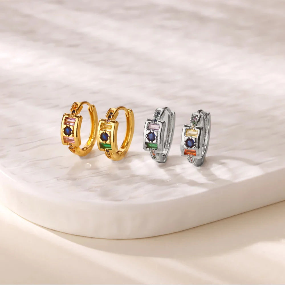 Round Shiny Zirconia Earrings for Women Stainless Steel Gold Color Piercing Earrings 2025 New Fashion Jewelry Mother's Day Gift Vera Lux