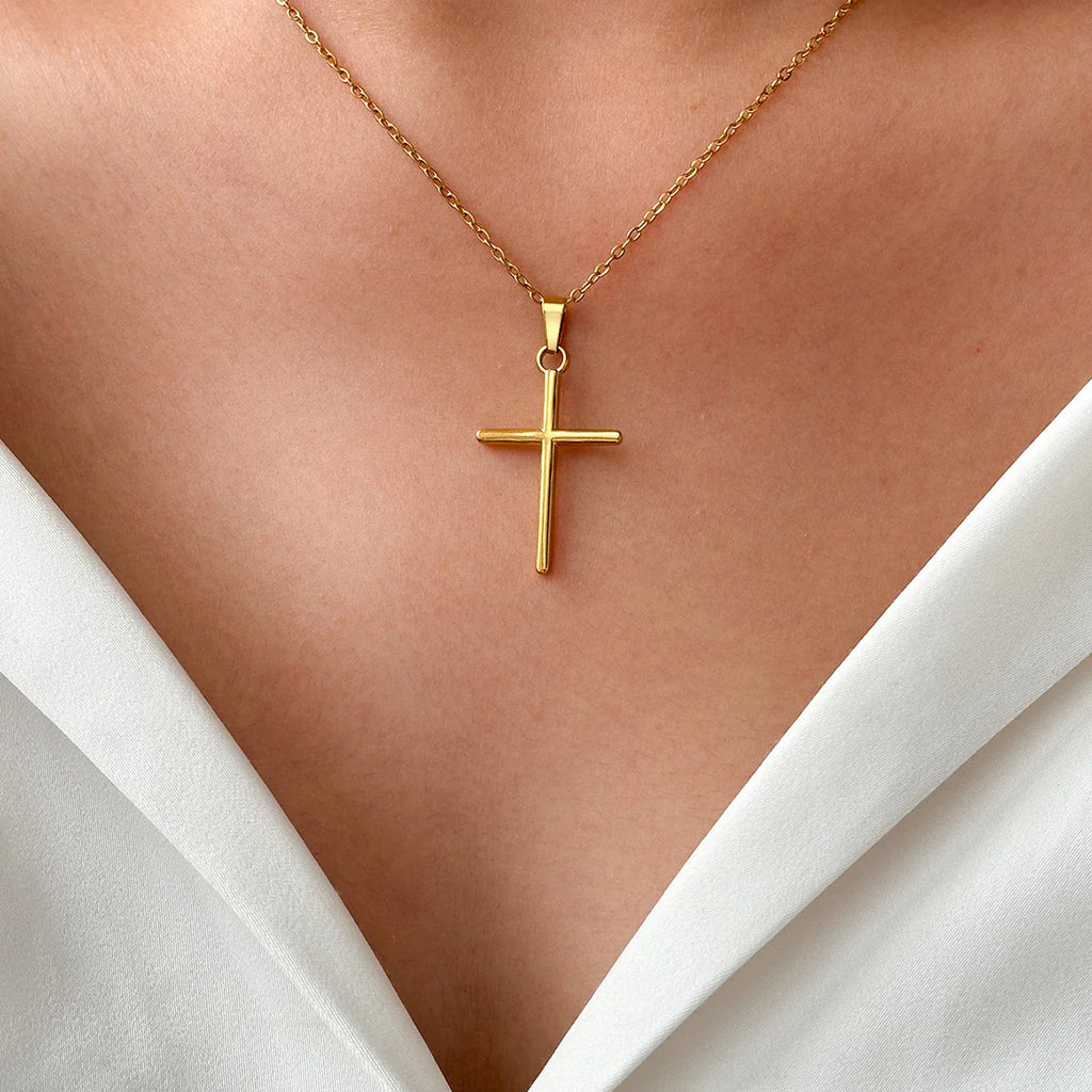 Stainless steel necklace cross pendant hip-hop street fashion trendy men and women fashion jewelry party outing play collocation Vera Lux
