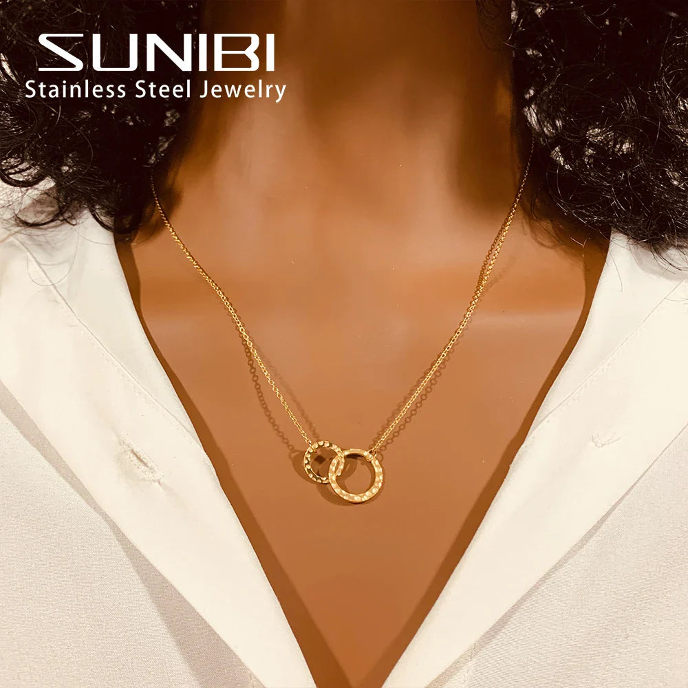 SUNIBI Vertical Bar Pendant Necklaces Stainless Steel Simple Long Lariat Chain Minimalist Dangle Necklace for Women Jewelry Gift Vera Lux