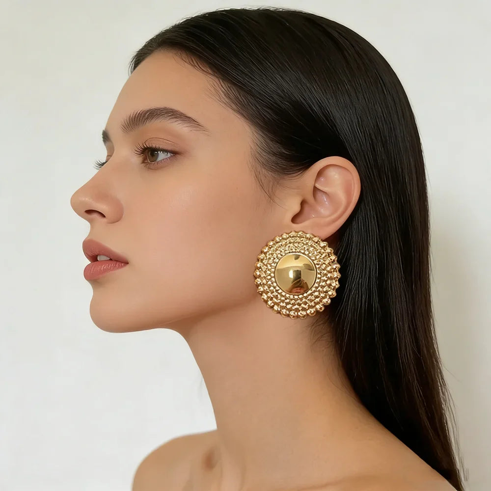 Gold Plated Earrings Jewelry for Women Weddings Design Circle Clip Earrings for Dubai Engagement Bride Luxury Hoop Earrings Vera Lux