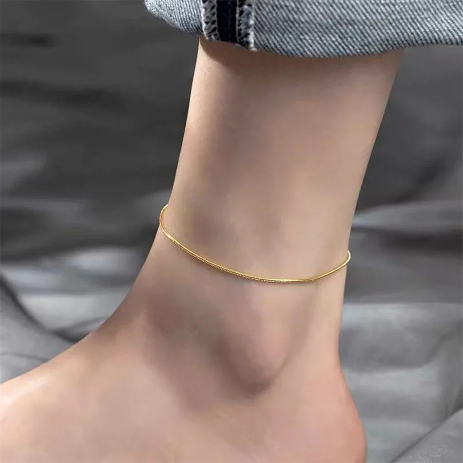 SUNIBI Stainless Steel Snake Chain Anklet for Women Not Allergic Adjustable Sexy Leg Foot Bracelet Gifts Accessorie Dropshipping Vera Lux