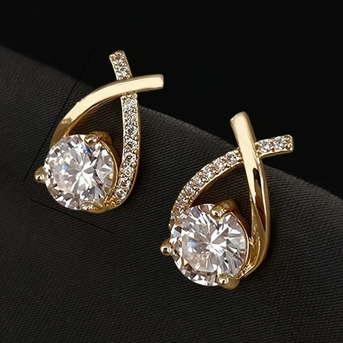 1 pair of luxurious and fashionable twisted S925 silver droplet cube earrings for decoration Vera Lux