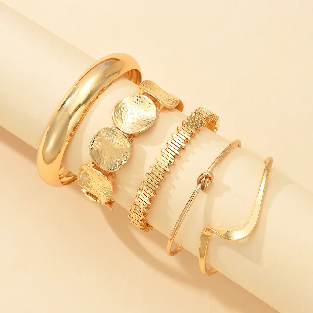 5Pcs/Set Punk Geometry Multilayer Bangles for Women Delicate Gold Color Metal Knot Cuff Bracelets Fashion Hip Hop Party Jewelry Vera Lux