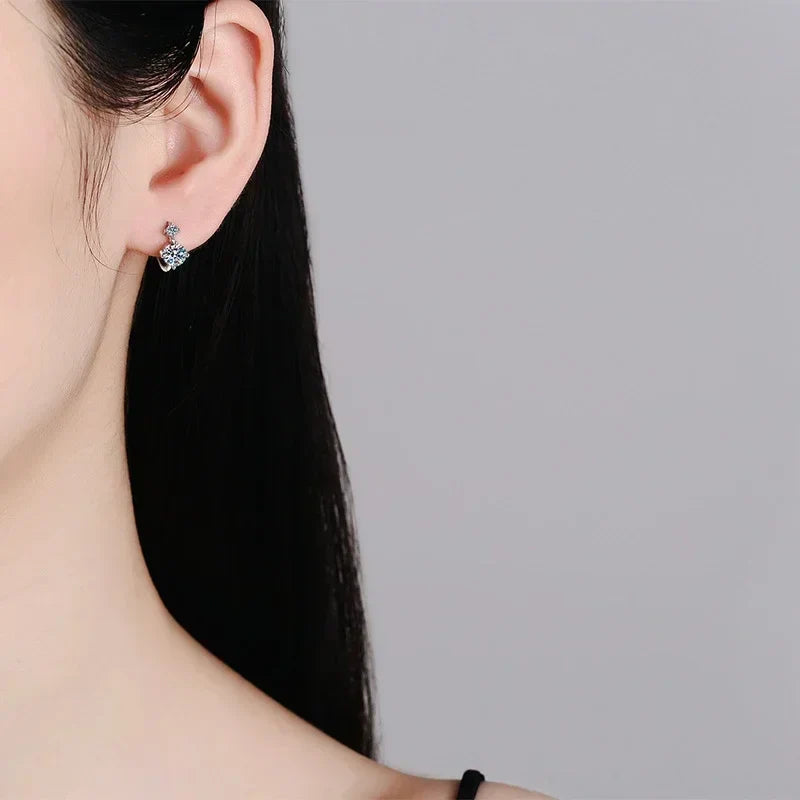 NeeTim Full Moissanite Hoop Earrings 925 Sterling Silver with 18K Gold Plated Wedding Luxury Jewelry Gift Passed Diamond Tester Vera Lux