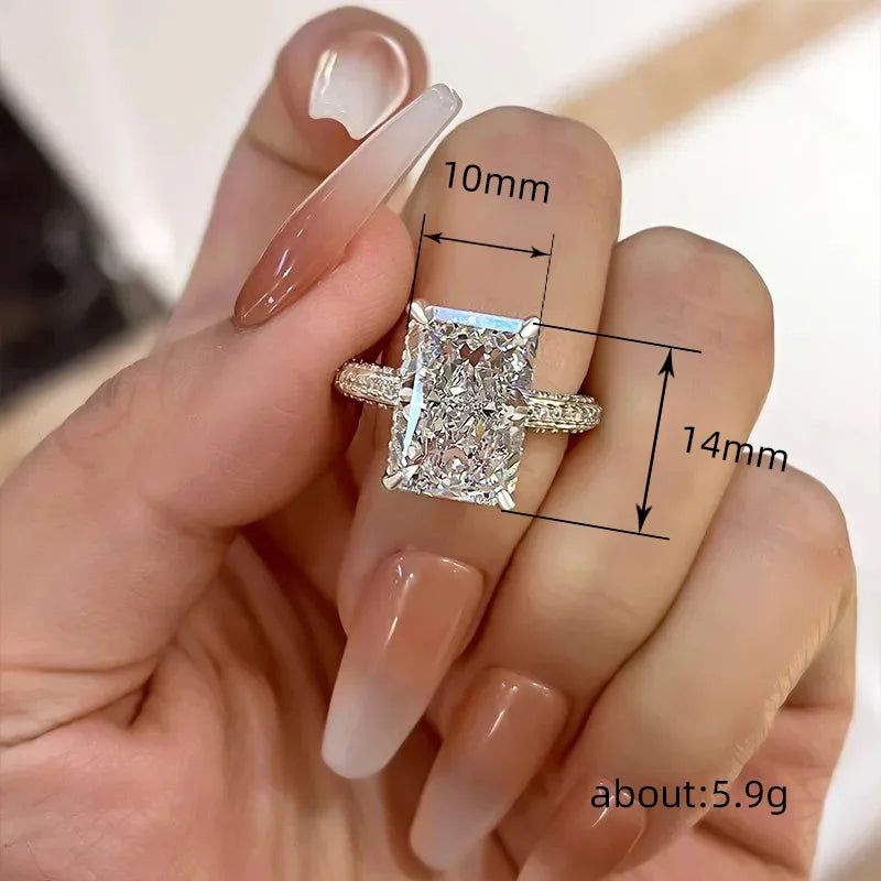 925 Sterling Silver Simple and Elegant Rectangle Cut CZ Rings for Women Luxury Engagement Wedding Bridal Accessories Jewelry Vera Lux