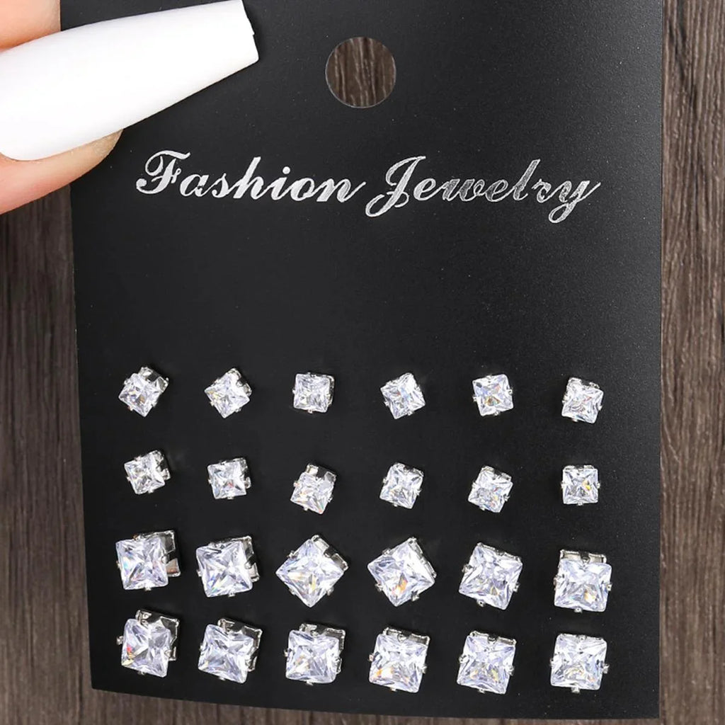 36 Pcs Simple Shiny Rhinestone Stud Earrings Set for Women Fashion Crystal Zircon Pearl Earring New Jewelry Accessories Gifts Vera Lux
