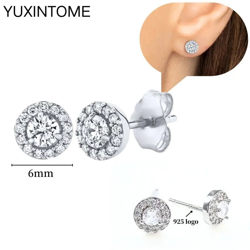 925 Sterling Silver Ear Needle Fashion Hoop Earrings White Crystal Luxury Women's Silver Earrings Wedding Women's Jewelry Gift Vera Lux