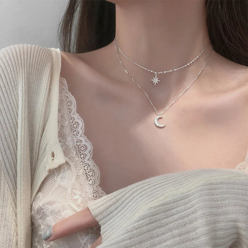 New Shiny Butterfly Necklace Ladies Exquisite Double Layer Clavicle Chain Necklace Jewelry for Ladies Gift Vera Lux