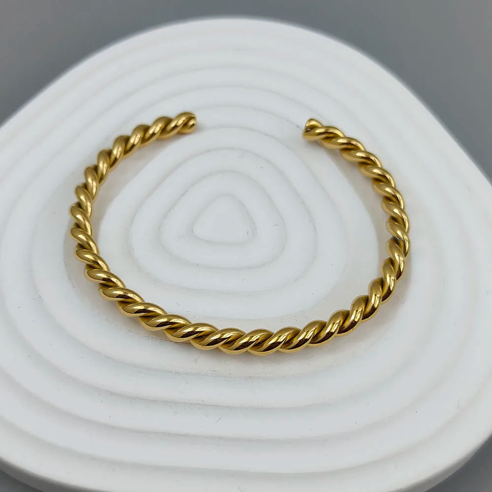 Double-layer wire-wrapped stainless steel gold-plated 18K bracelet, high-quality waterproof silver jewelry, gift for couples Vera Lux