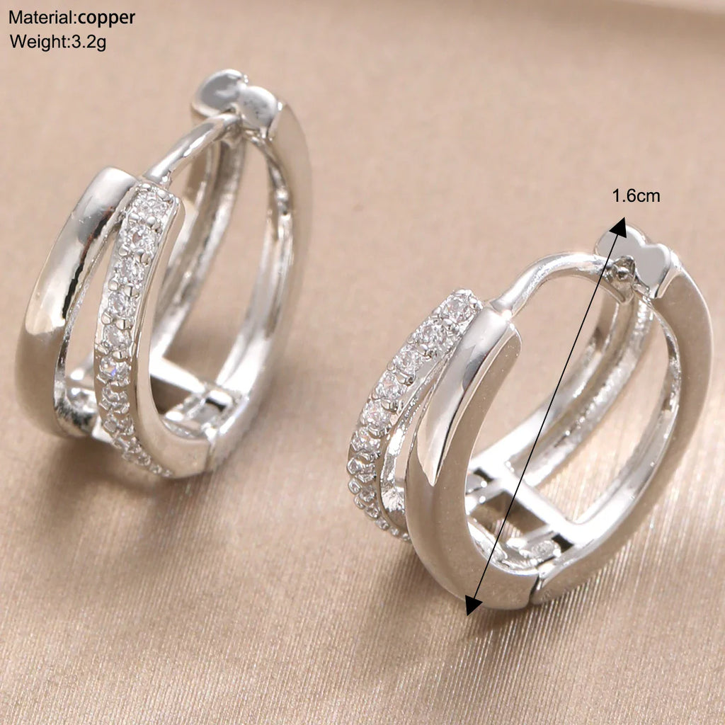 Fashion Gold Color Zircon Hoop Earrings for Women Boho Retro Geometric Statement Copper Metal Earrings Trendy Jewelry Gifts 2024 Vera Lux
