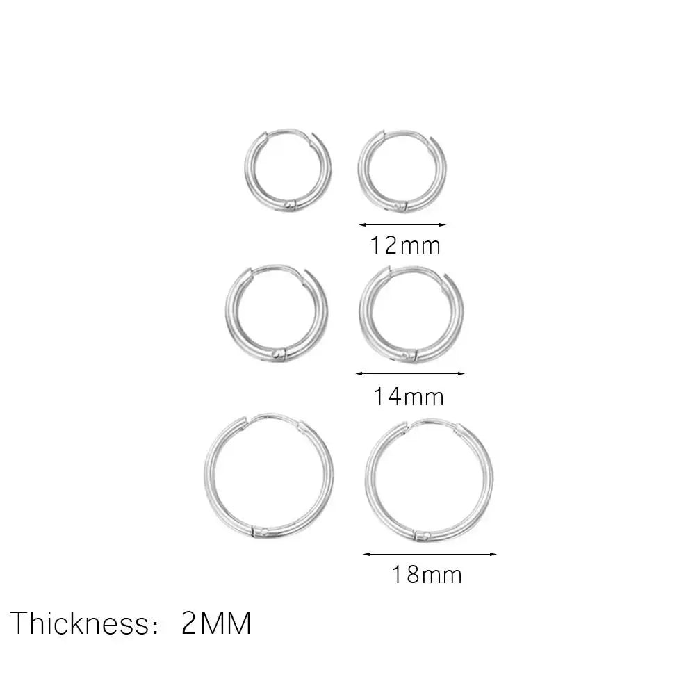 3Pairs Stainless Steel Solid Round Rings Huggies Earrings Set for Women Men Stackable 14K Gold Plated Tiny Ear Cartilage Hoops Vera Lux