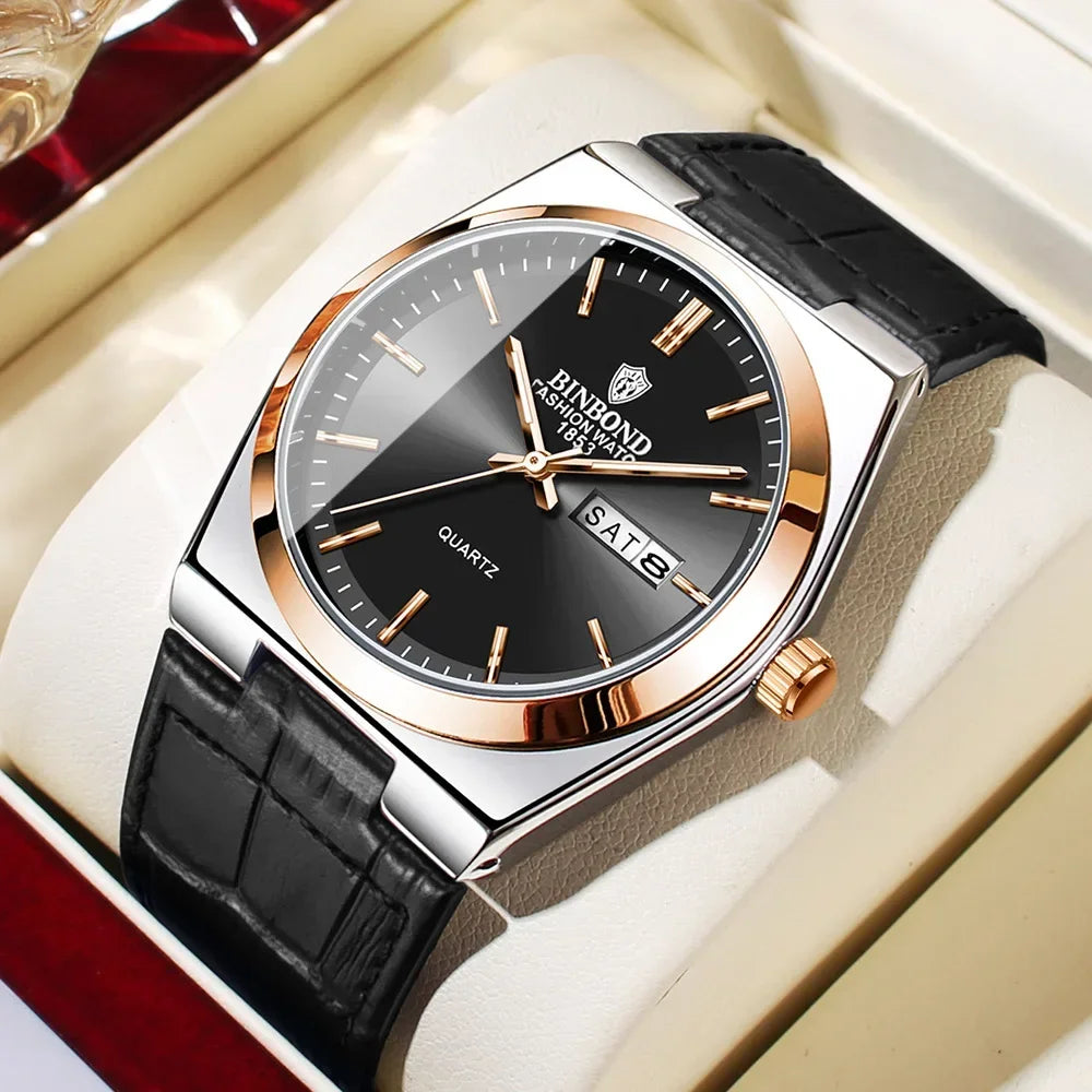 2026 Casual Business Leather Fashion Quartz Wristwatches Gold Clock Men Luxury Watch Automatic Watches Mens Gifts Montre Homme Vera Lux