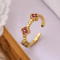 NEWBUY 2024 Hot Sale Gold Color Open Design Rings For Women Blue/White/Green/Red CZ Zircon Inlay Wedding Jewelry Vera Lux