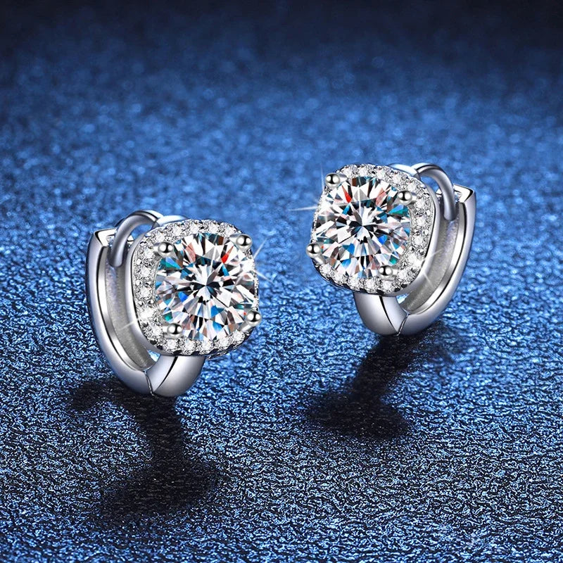 NeeTim 1ct Moissanite Earrings for Women S925 Sterling Silver with 18k Gold Plated Hoop Earring Wedding Jewelry with Certificate Vera Lux