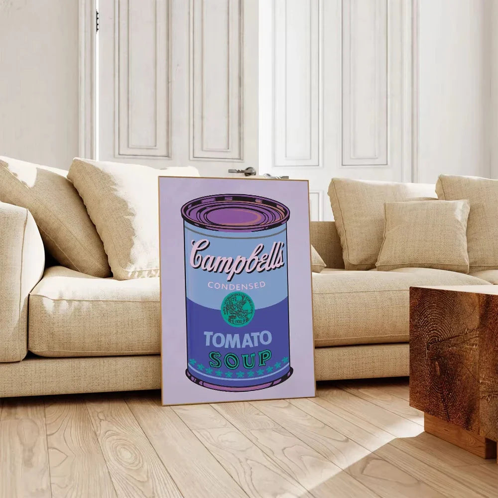 Andy Warhol Pop Art Tomato Soup Poster Canvas Painting Vintage Kitchen Art Aesthetic Decor Home Room Wall Decoration Retro Decor Perfecsy