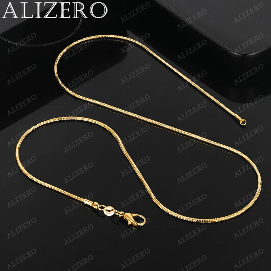 ALIZERO 18K Gold 2mm Snake Chain Necklaces 16/18/20/22/24/26/28/30 Inches Women Men Fashion Fine Jewelrys Gifts Vera Lux