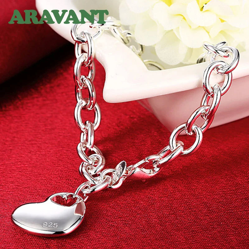 Aravant 925 Silver Bridal Jewelry Sets Love Heart Necklace Bracelets Set For Women Fashion Jewelry Vera Lux