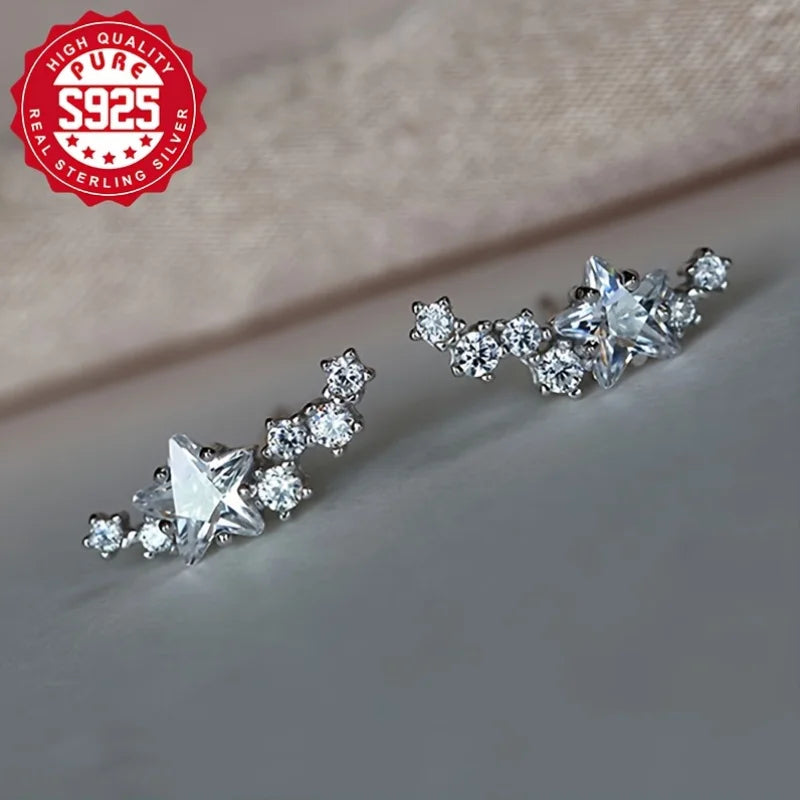 S925 Silver Stud Earrings, S925 Silver, Glittering, Glittering, Glittering, Glittering, S925 Silver Vera Lux