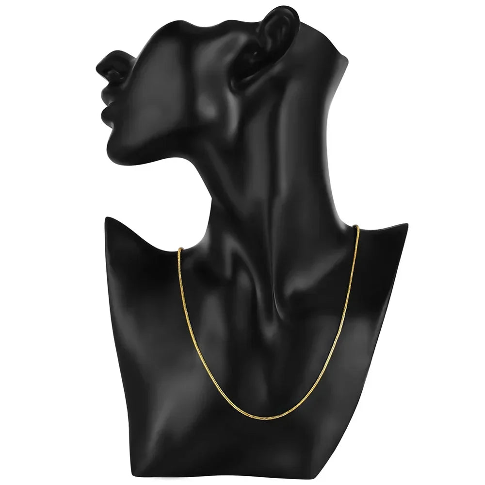 ALIZERO 18K Gold 2mm Snake Chain Necklaces 16/18/20/22/24/26/28/30 Inches Women Men Fashion Fine Jewelrys Gifts Vera Lux