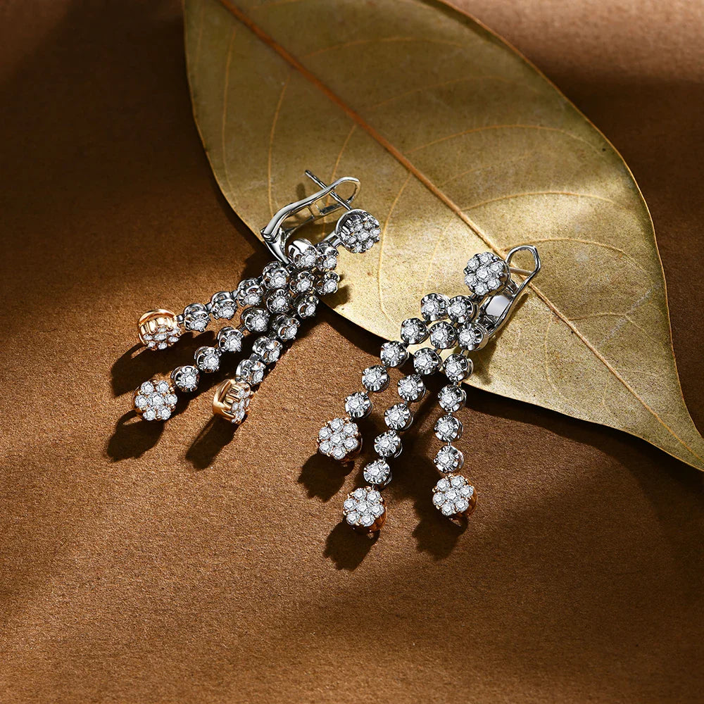 MINTYBOX 2.59ct S925 Sterling Silver Diamond Moissanite Drop Earrings for Women 18k Gold Plated Luxury Wedding Fine Jewelry Vera Lux