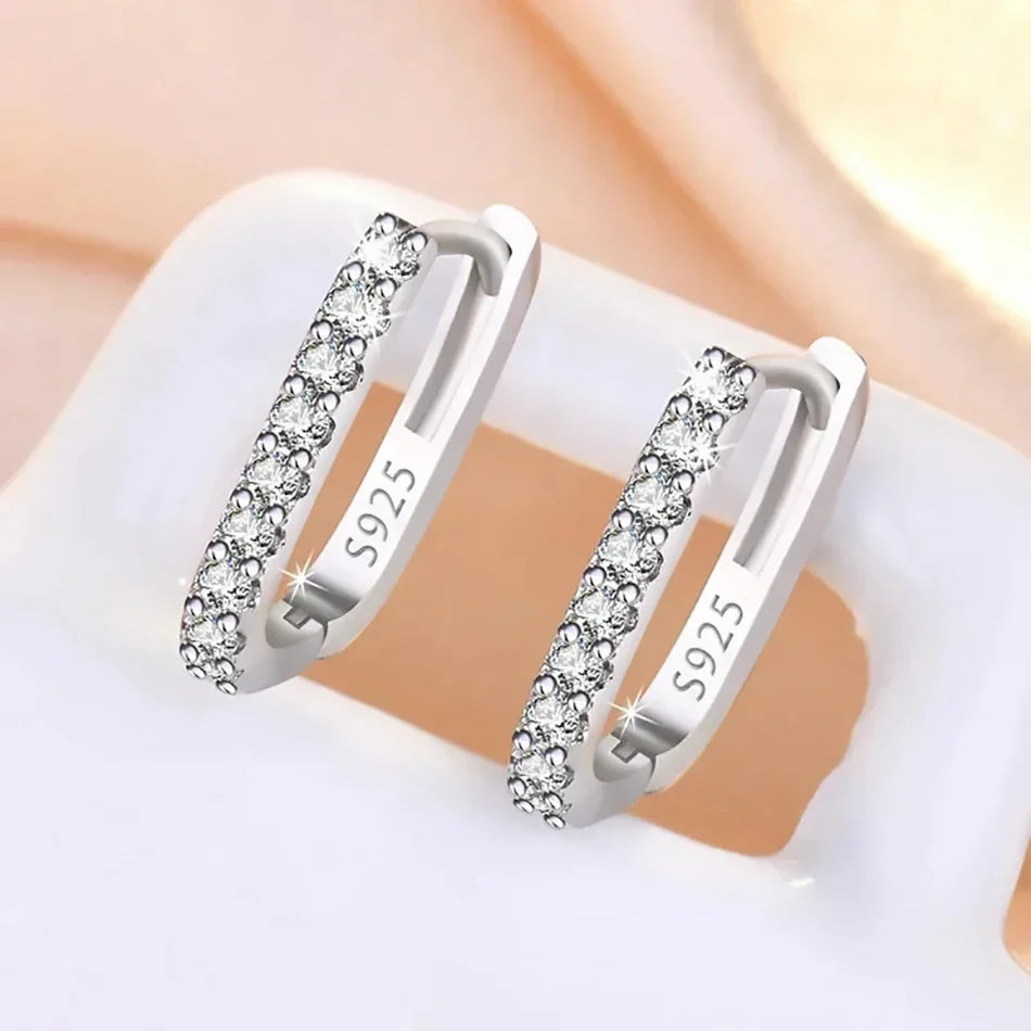 High-quality 925 Sterling Silver Crystal Fashion Circle Hoop Earrings for Woman Wedding Party Gift Street Versatile Jewelry Vera Lux