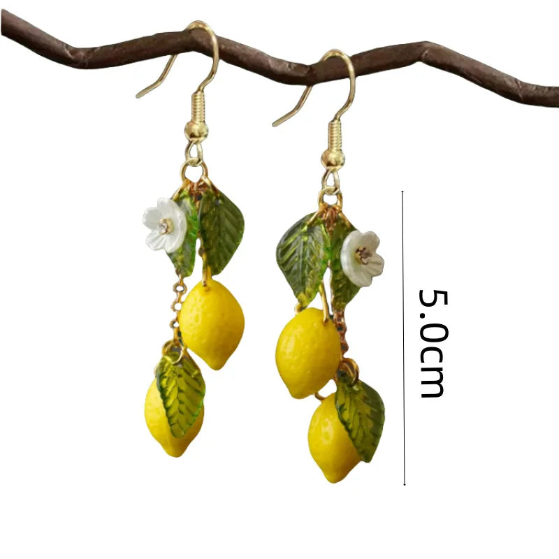 Personalized Lemon Earrings with Long Tassel Summer Fruit Dangle Earrings Versatile Bohemian Jewelry Gift for Women Vera Lux