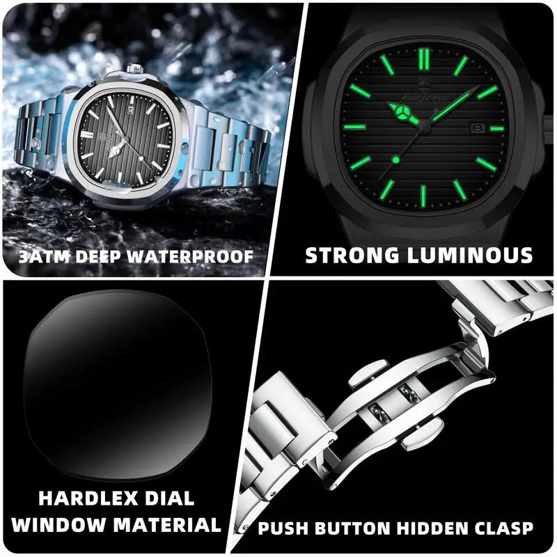 PAAZOMU Business Casual Quartz Wristwatch Men Waterproof Luminous Hands Classic Durable Strap Fashion Watch for Work Daily Life Vera Lux