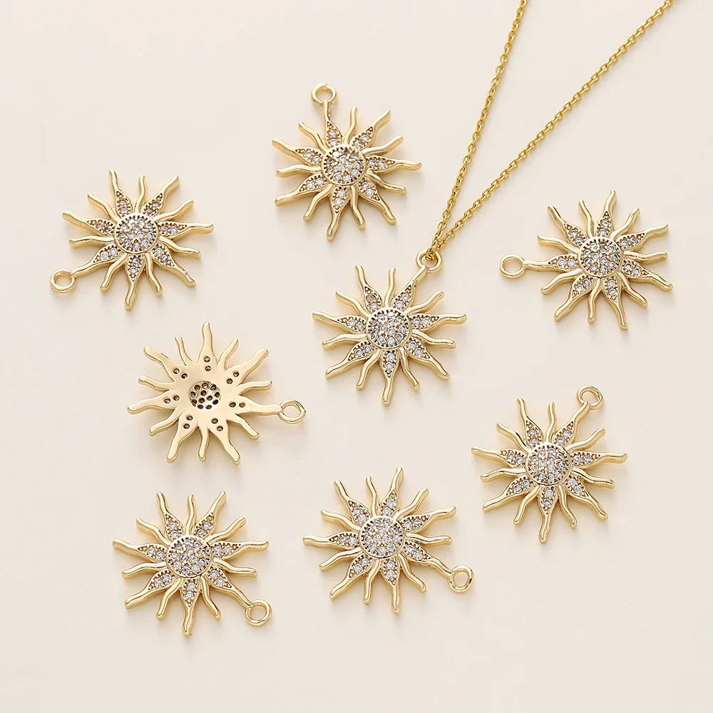 2/4Pcs 18K Gold Color Plated Various Leaves Charms Pendants with Zircon for DIY Necklace Jewelry Making Supplies Accessories Vera Lux