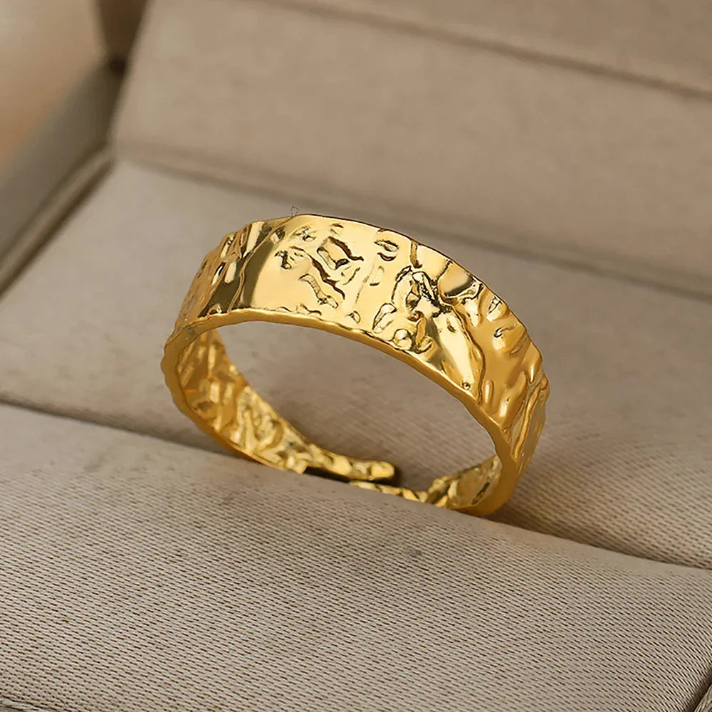 316L Stainless Steel Rings for Women Gold Color Multilayer Geometric Open Ring Vintage Waterproof Wedding Aesthetic Jewelry Gift Vera Lux
