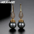 Aravant 925 Silver 18K Gold Water Drop Black Pearl Earring For Women Fashion Jewelry Vera Lux