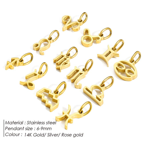 12 Zodiac Signs Pendant Accessories Stainless Steel Constellation Necklace Birthday Gift Vera Lux