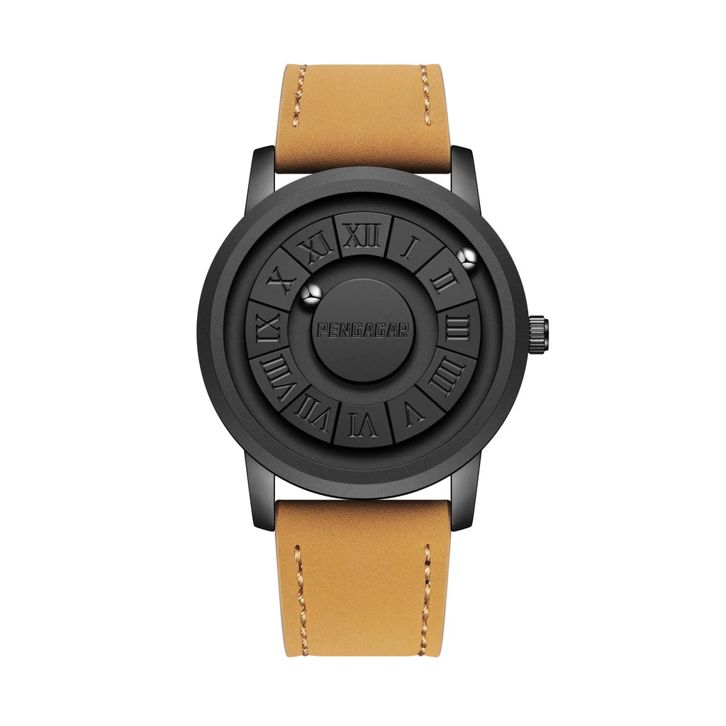 PENGAGAR Men's Watches Stainless steel Quartz Watch Creative Scrolling Pointer Magnetic Force Wrist Clock Relogio Masculino +box Vera Lux