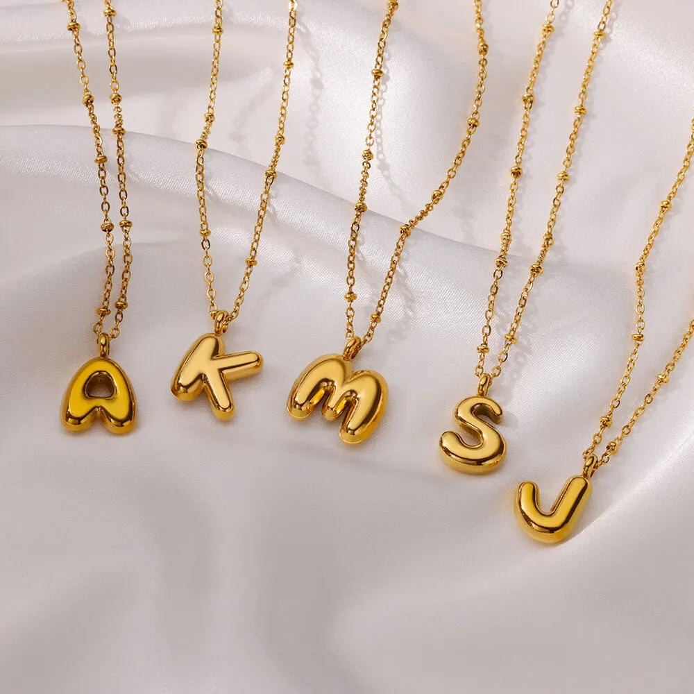 Vintage Initial Letter Necklaces For Women Stainless Steel Chain Collar Pendant Necklace 2024 New Wedding Couple Jewelry Gift Vera Lux
