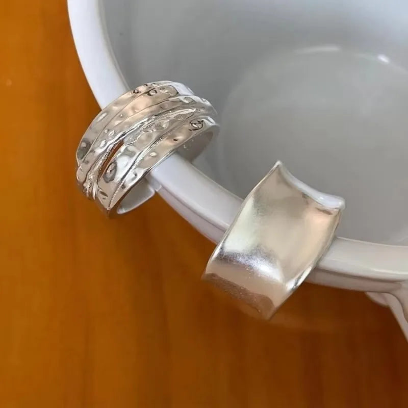 925 Sterling Silver Ring For Women Jewelry Wide Simple Open Vintage Handmade Ring Allergy For Party Birthday Gift Vera Lux