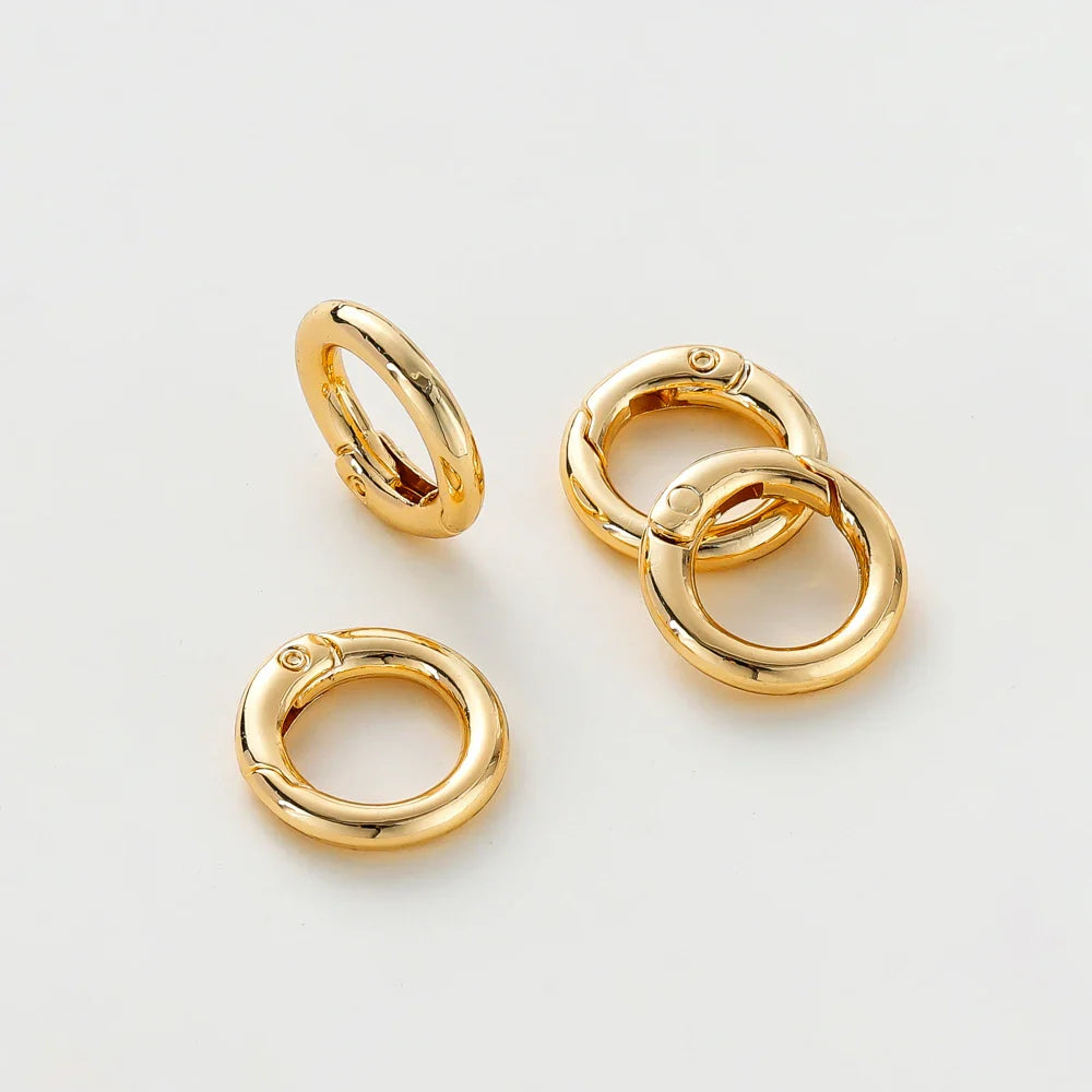 5Pcs 20mm 14K 18K Gold Plated O Ring Spring Clasps Openable Round Keychain Hook Charms Pendants Connector For DIY Jewelry Making Vera Lux