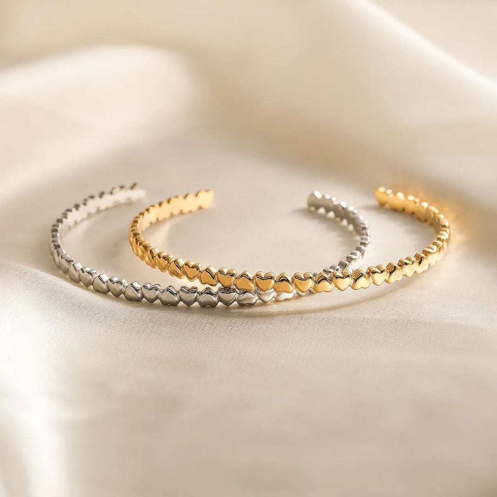 NEWBUY Hot Sale HigH Quality Gold/Silver Color Heart Bangles For Women Stainless Steel Party Jewelry Vera Lux