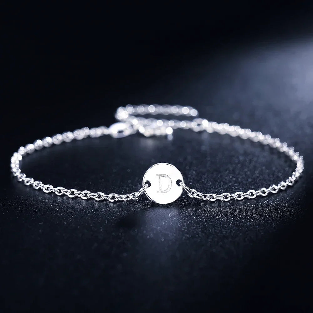 New trend 925 sterling Silver 26 letter cards Chain Bracelets for Women Fashion wedding Party fine Jewelry Christmas Gifts Vera Lux