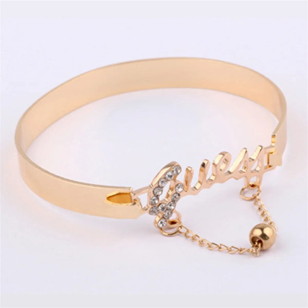 Women's Metal Bracelet Letter Design Chain Tassel Alloy Band Crystal Charm Hot Selling Jewelry Fashion Jewelry Vera Lux