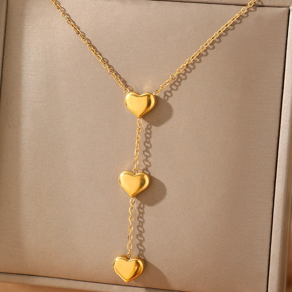 Stainless Steel Necklaces Small Fresh Fringe Peach Heart Pendant Necklace For Women Jewelry Valentine's Day Anniversary Gift New Vera Lux