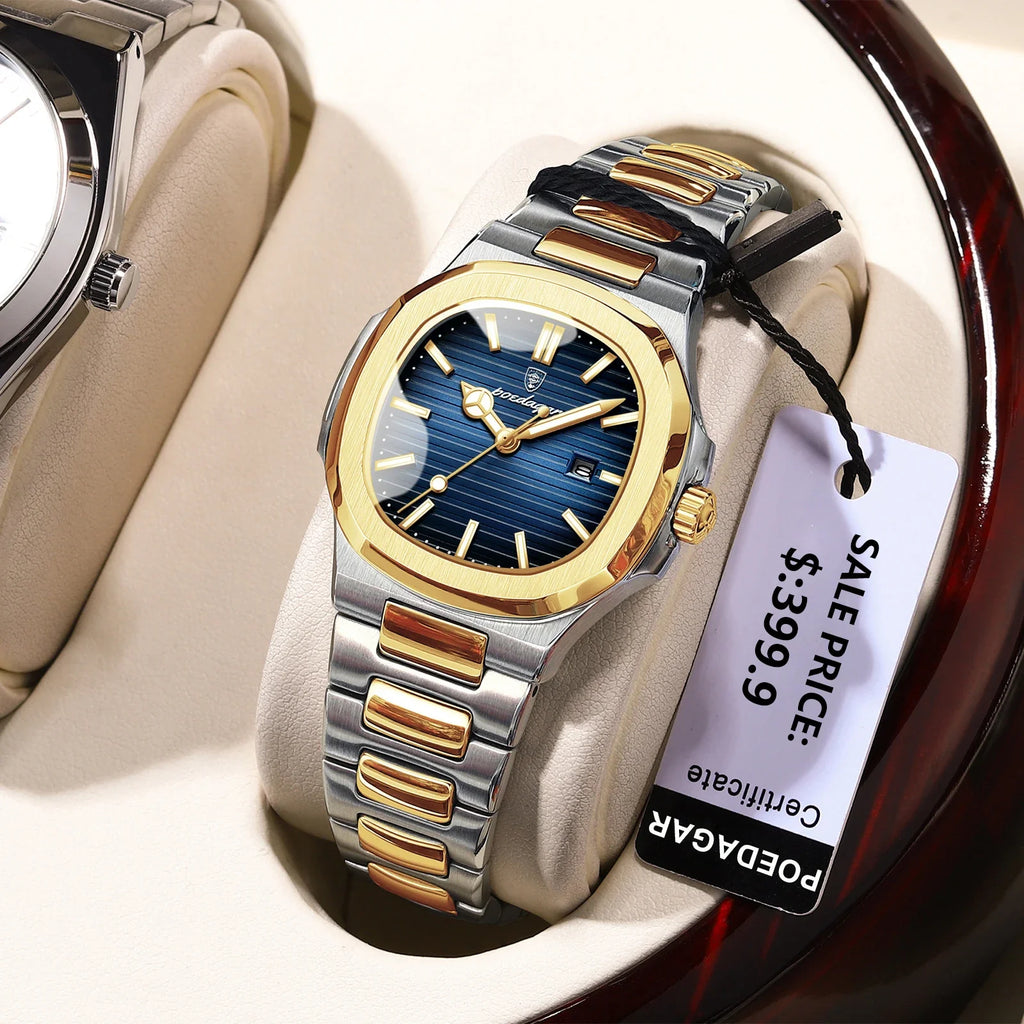 POEDAGAR Luxury Square Watch for Woman Waterproof Luminous Date Ladies Watch Stainless Steel Quartz Women's Watches Female Reloj Vera Lux