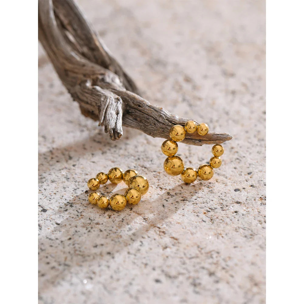 Yhpup 316L Stainless Steel Round Beads Ear Bone Earrings 16K PVD Plated Fashion Personalized Ear Clip Accessories 2025 Vera Lux