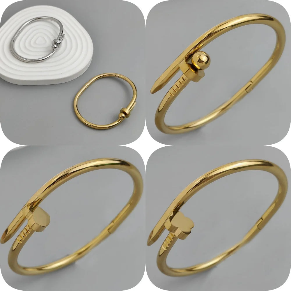 Charming love four-leaf clover ball nails stainless steel women's bracelet, waterproof and rust-free bracelet, worn by couples Vera Lux