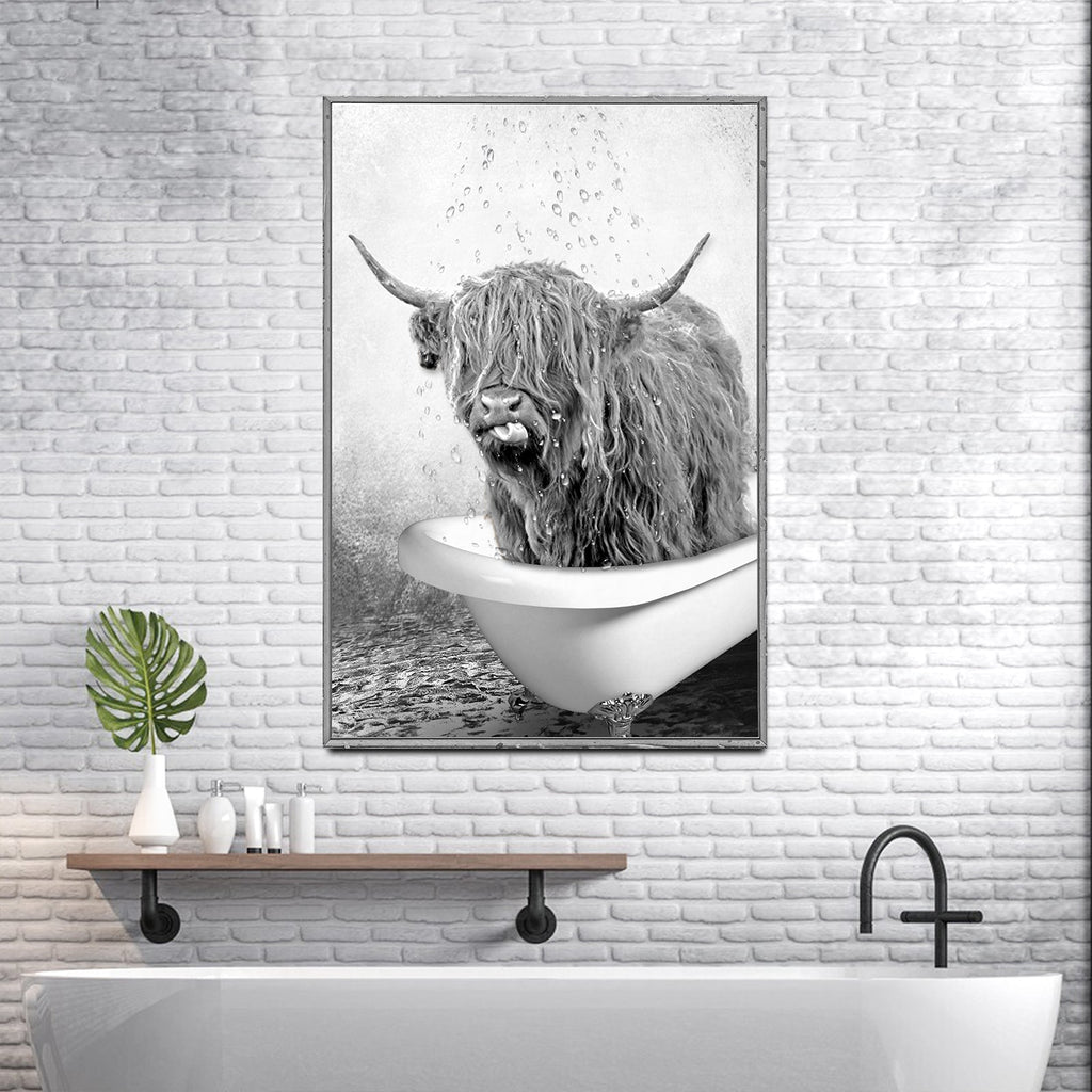 Highland Cattle Bath Canvas Wall Art Tailored Canvases