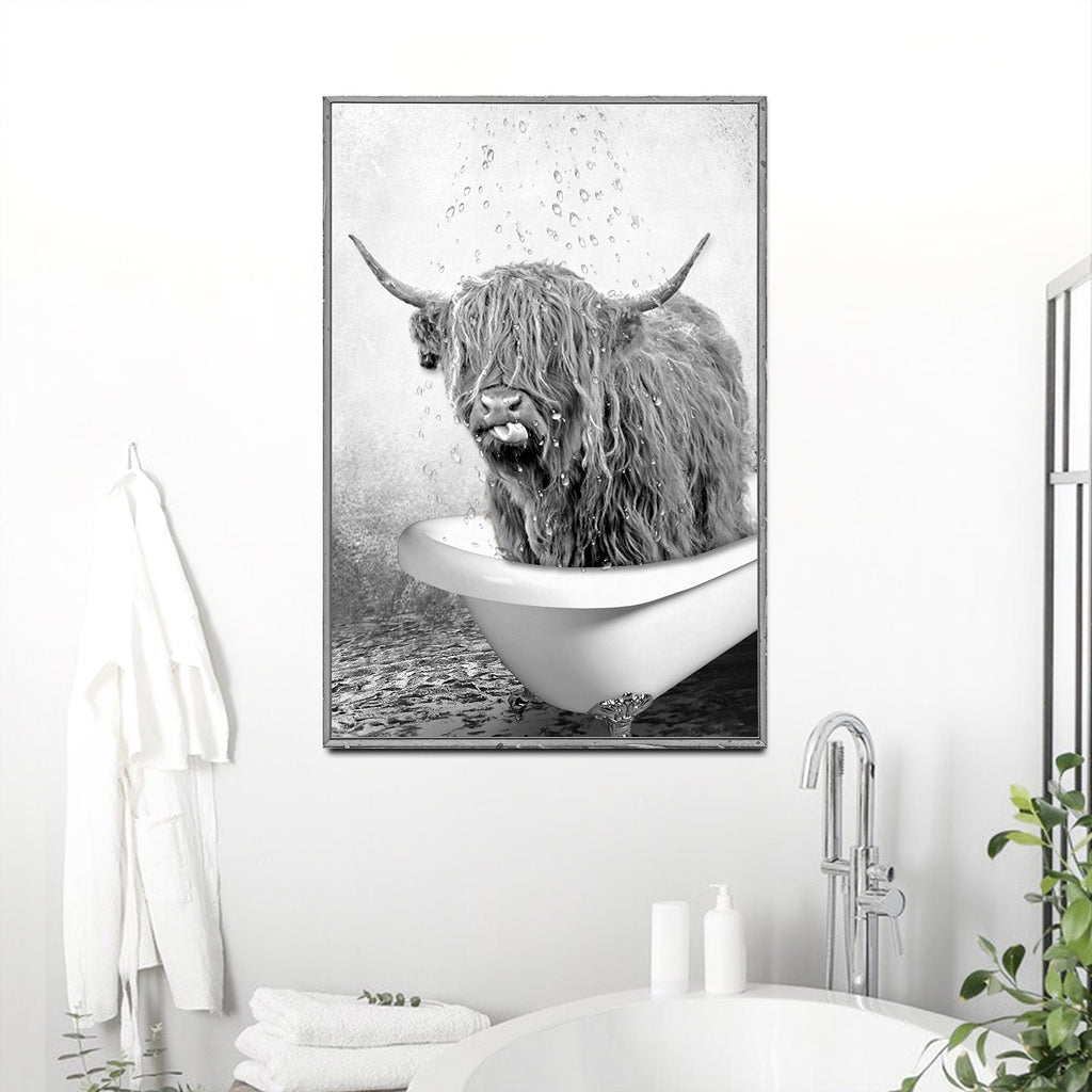 Highland Cattle Bath Canvas Wall Art Tailored Canvases