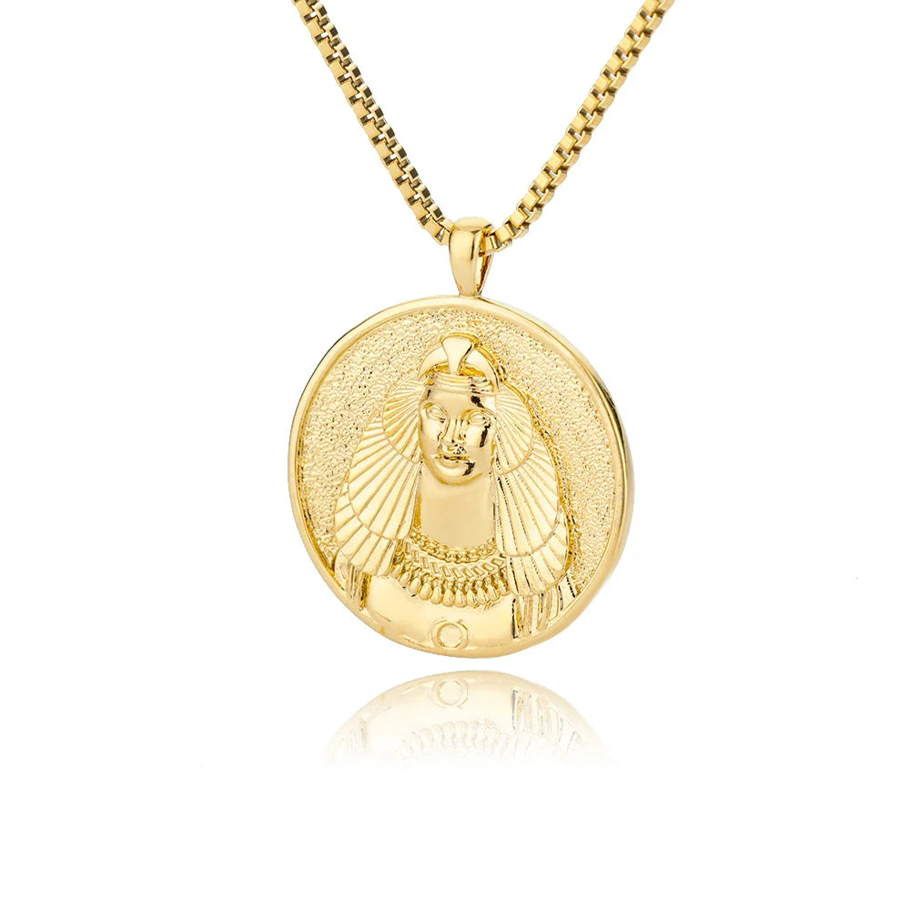 Aesthetic Athena Goddess Coin Necklace For Women Stainless Steel Vintage Charm Choker Necklace Jewelry collier femme Vera Lux