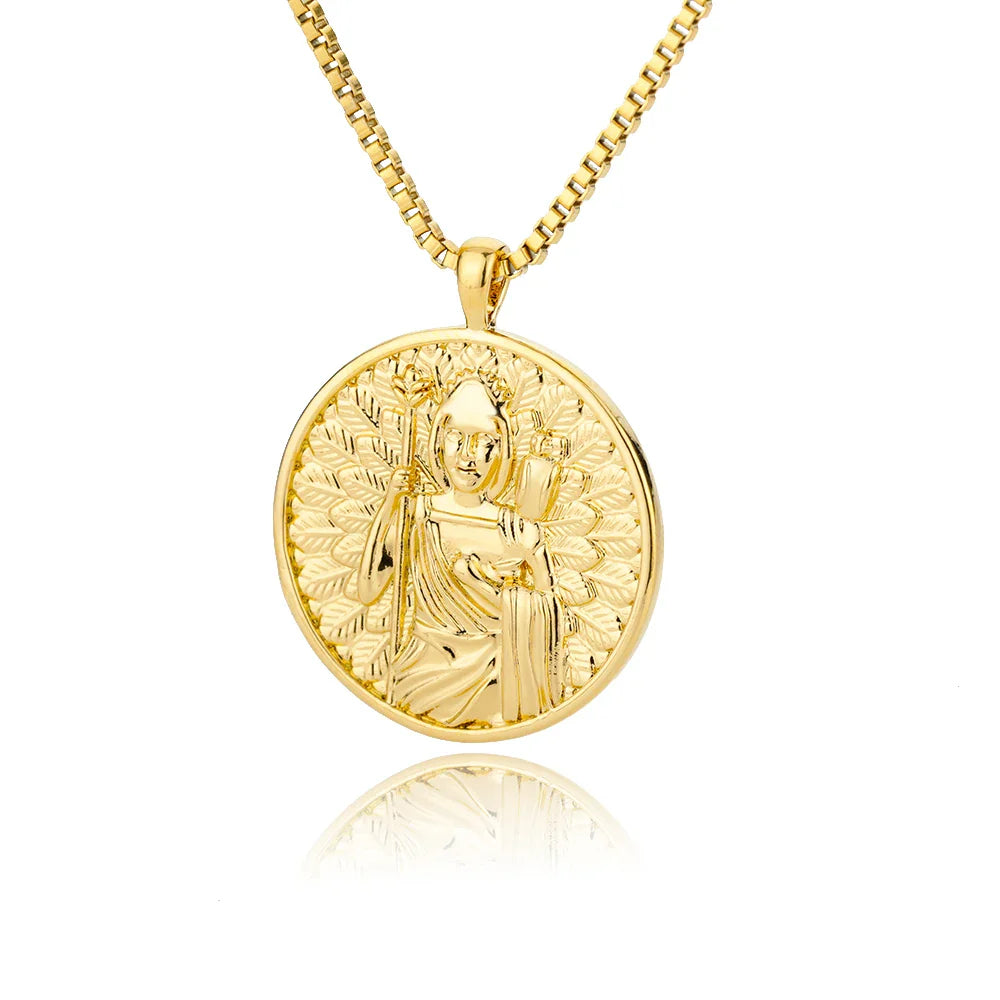 Aesthetic Athena Goddess Coin Necklace For Women Stainless Steel Vintage Charm Choker Necklace Jewelry collier femme Vera Lux