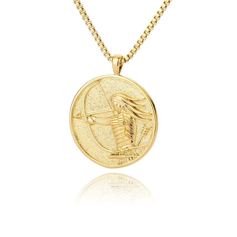 Aesthetic Athena Goddess Coin Necklace For Women Stainless Steel Vintage Charm Choker Necklace Jewelry collier femme Vera Lux