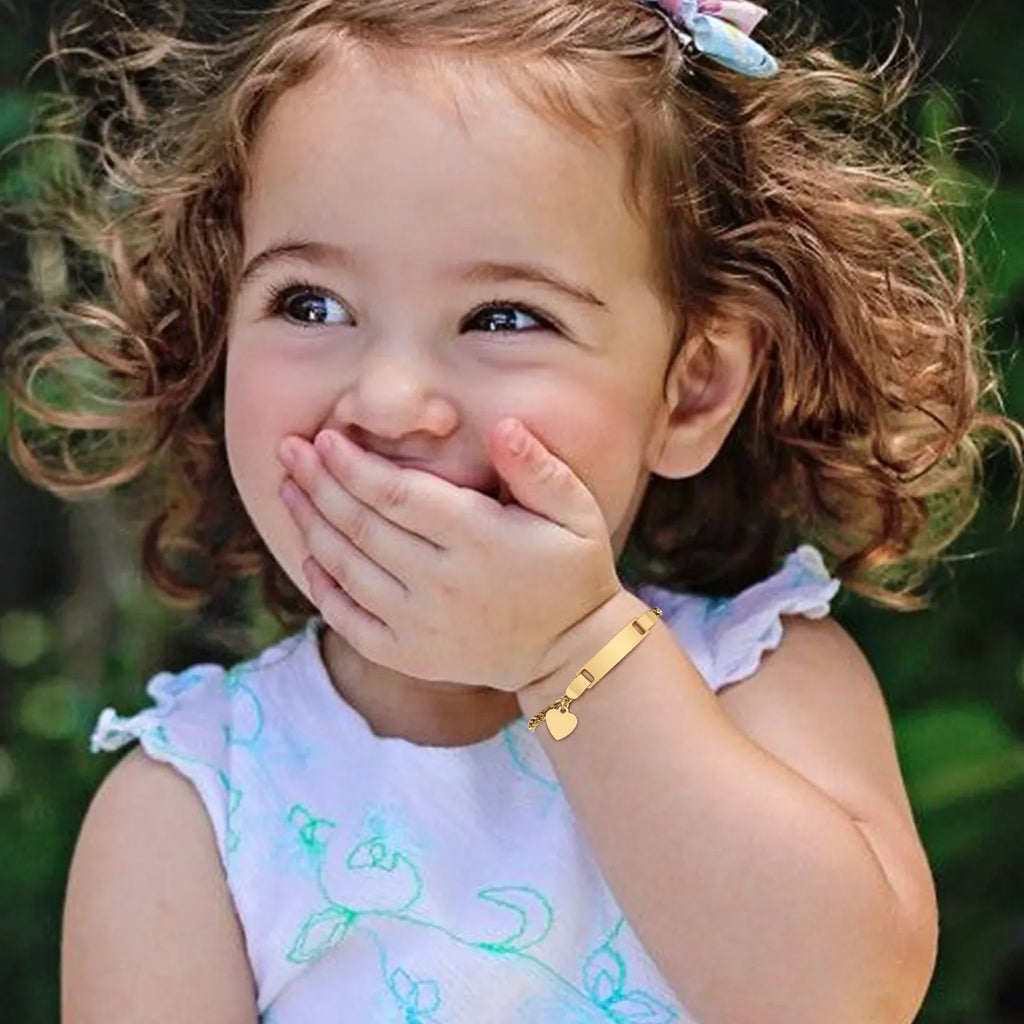 Persoanlized Custom Name Heart Bracelet,Stainless Steel Figaro Chain Link Adjustable,Engraved Gift for Boy Girl Vera Lux