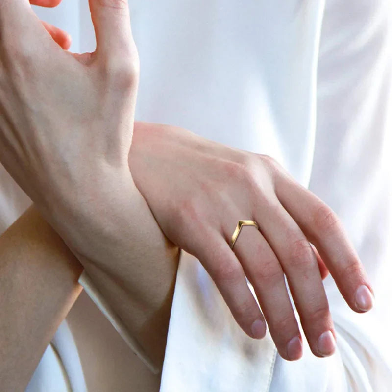 Simple Chevron V Shape Ring or Party 316L Stainless Steel Fashion Jewelry Rings For Women Vera Lux