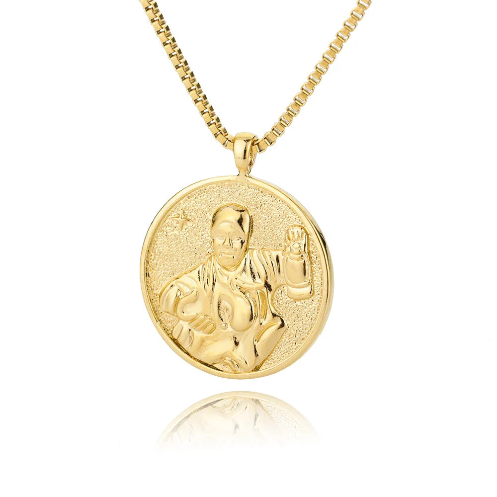 Aesthetic Athena Goddess Coin Necklace For Women Stainless Steel Vintage Charm Choker Necklace Jewelry collier femme Vera Lux